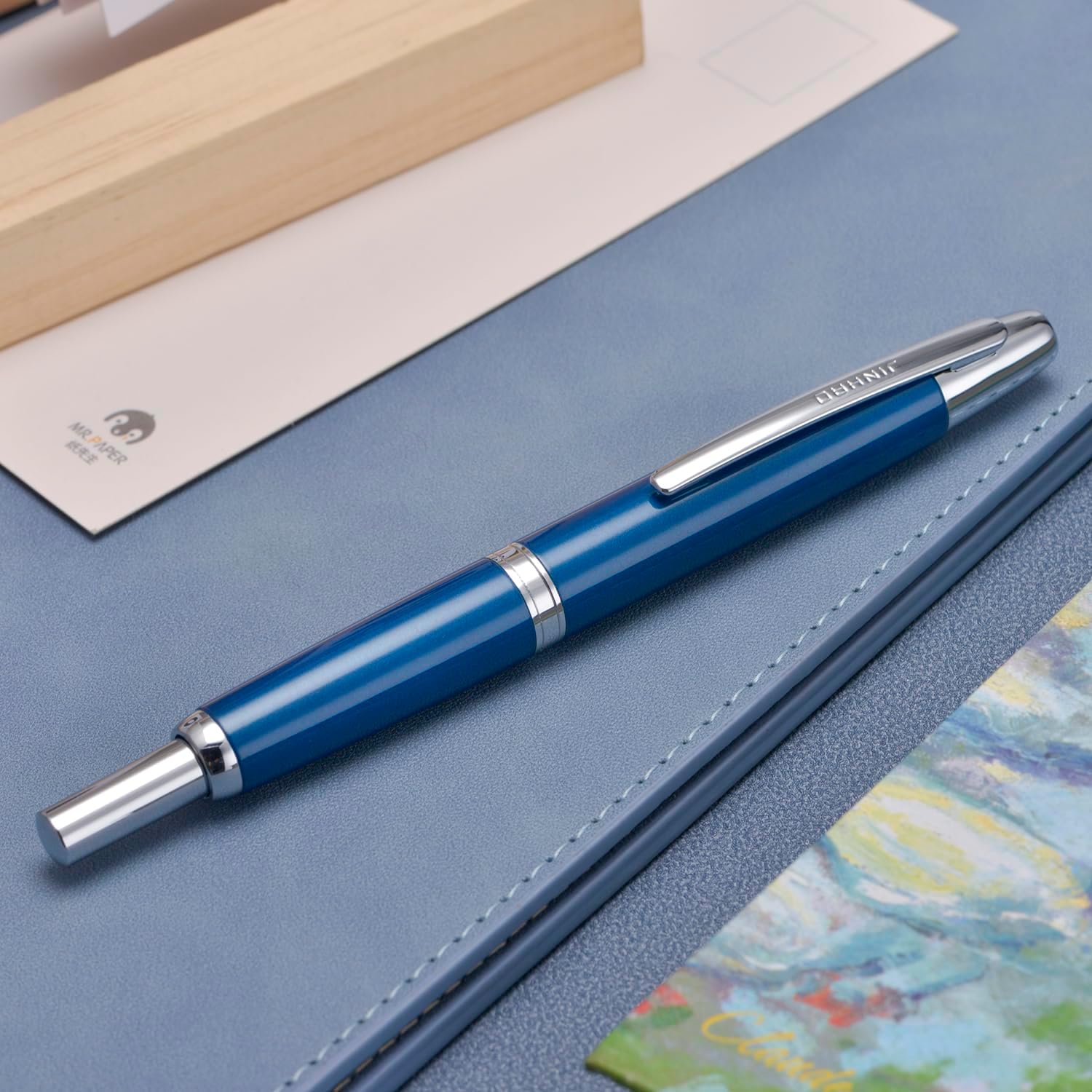 Jinhao 10 Capless Fountain Pen with Box,Retractable Fine Nib with Ink Converter Set (Silver Clip)