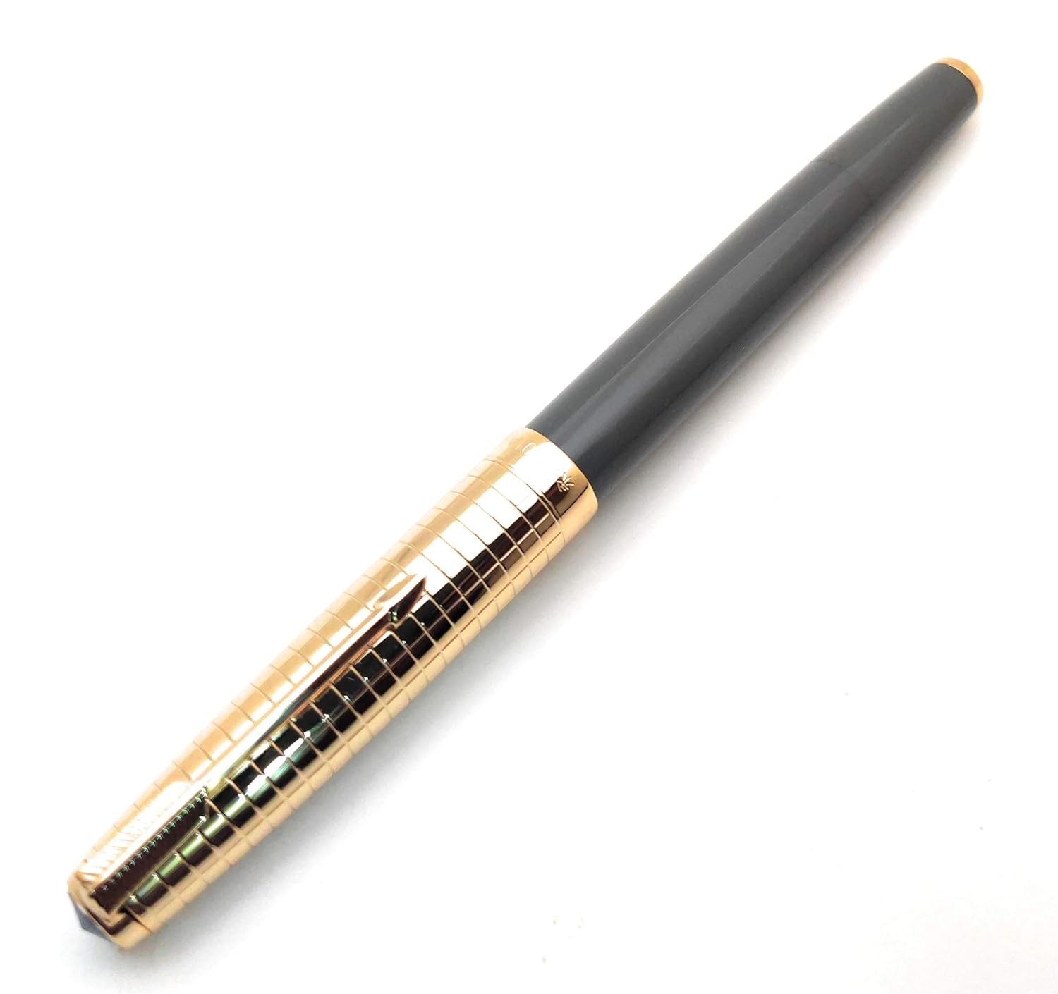 Wing Sung 601A Grey Vacumatic Fountain Pen – Fine 0.5mm Nib, Golden Cap, Resin Body, Ink Window, Push-Cap with Converter & Box (No Ink)