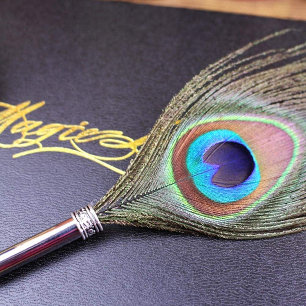 Peacock Feather Quill Dip Pen 0.5mm Fine NibWriting Ink Set with Gift Box – Copper Stationery Set for Calligraphy & Creative Writing