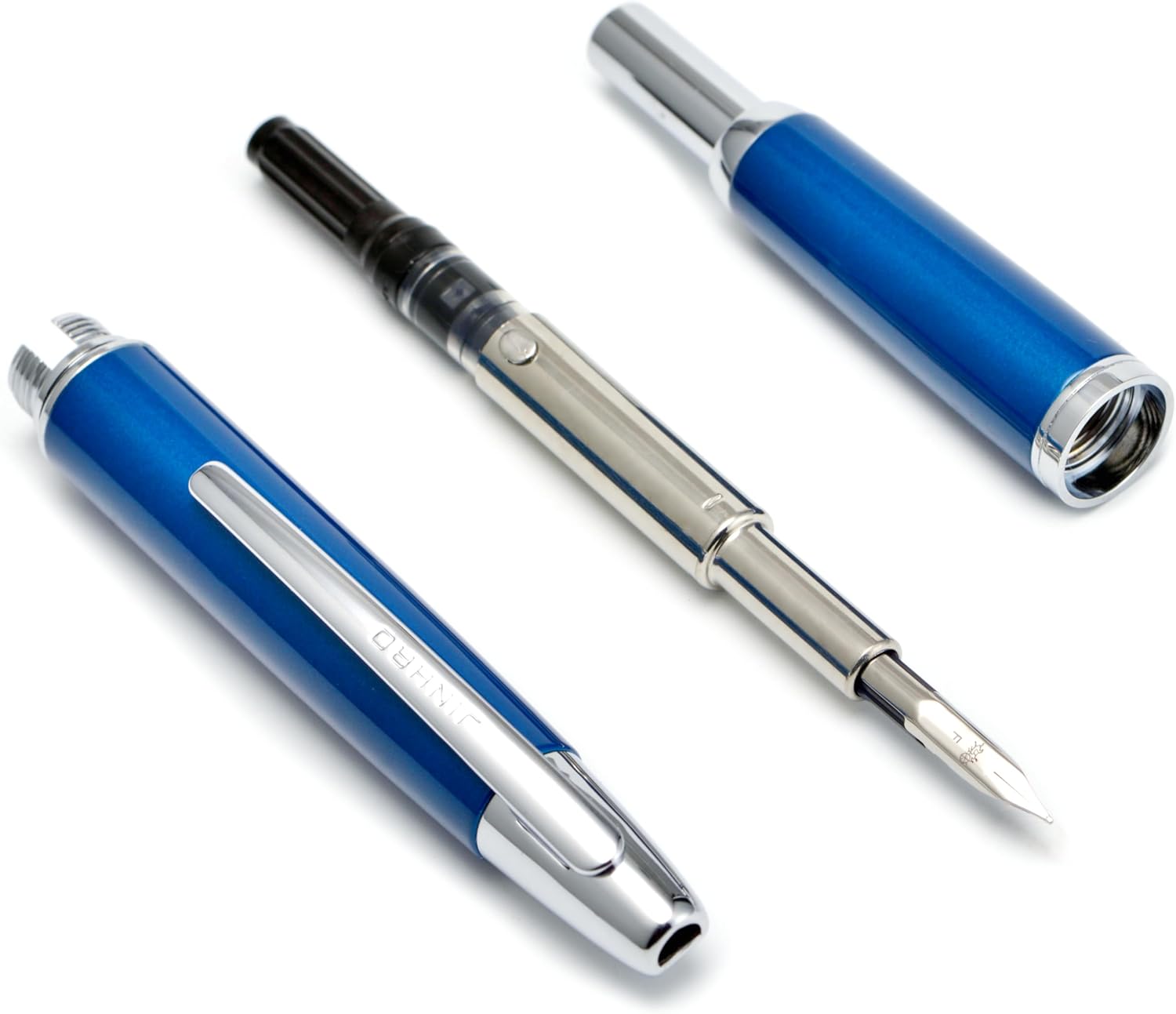 Jinhao 10 Capless Fountain Pen with Box,Retractable Fine Nib with Ink Converter Set (Silver Clip)