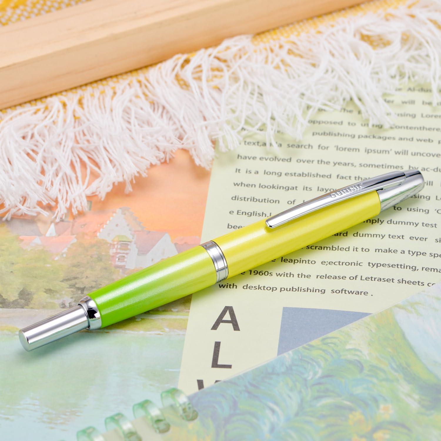 Jinhao 10 Capless Fountain Pen with Box, Retractable Fine Nib with Converter Set, Metal Body, Silver Clip Version