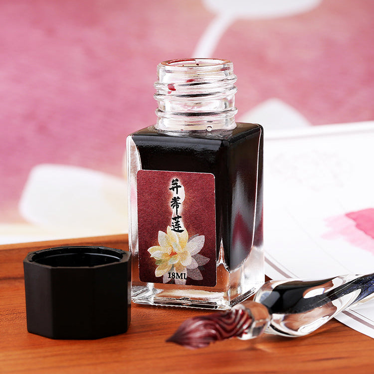 Moonman 18ml Glass Bottle Fountain Pen Colour Ink, No Blocking, Non Carbon Dye, Classic Designed Bottle Ink (Lotus Red)