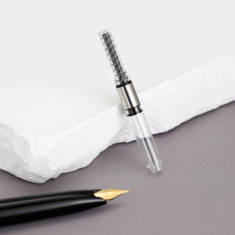 Jinhao 59 Mini Fountain Pen with Converter – Smooth Nib Pocket Fountain Pen, Compact Metal Cap, Smooth Writing Pen for Office, Travel & Gift, Black/Silver