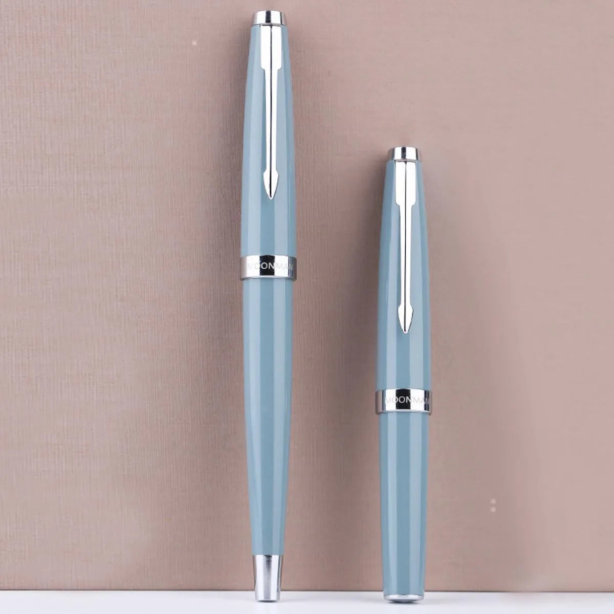 Moonman 80s Light Blue Pocket Fountain Pen – Fine Nib, Silver Clip, Vintage-Inspired Slim Design with Converter