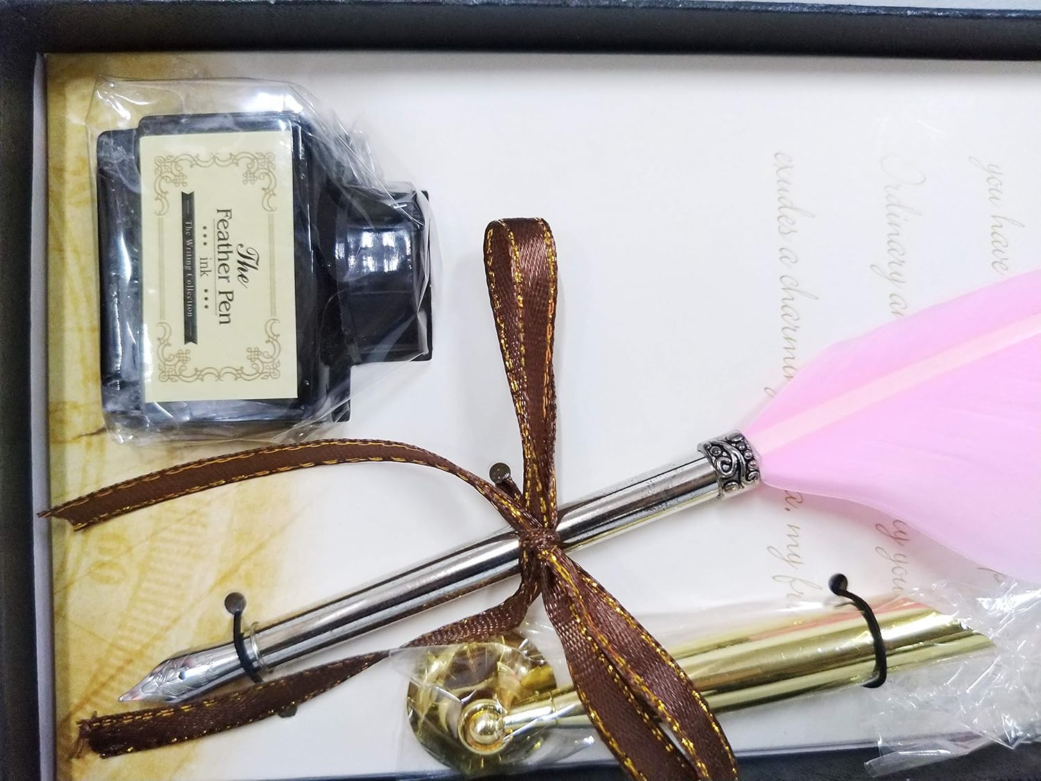 Calligraphy Feather Dip Quill Pen Writing Ink Set – Antique Feather Pen with 5 Nibs, Ink Bottle & Pen Holder – Elegant Stationery Gift Box (Green / Violet / Black)