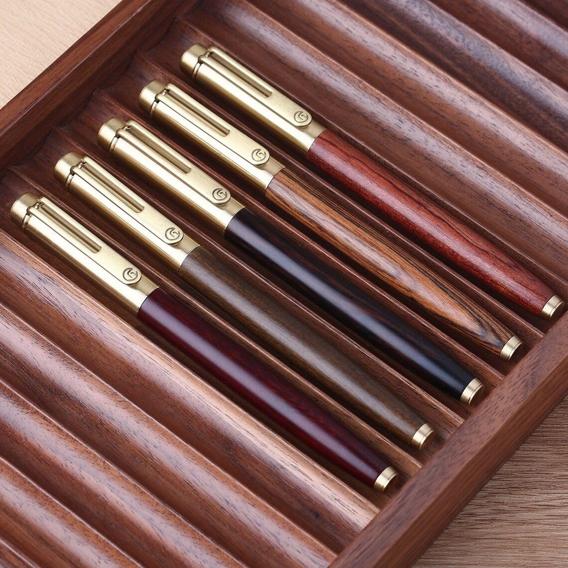 Moonman M7 Natural Wood Fountain Pen – Fine Iridium Nib, Smooth Writing, Elegant Calligraphy Pen for Office & Journaling (Red Rosewood)