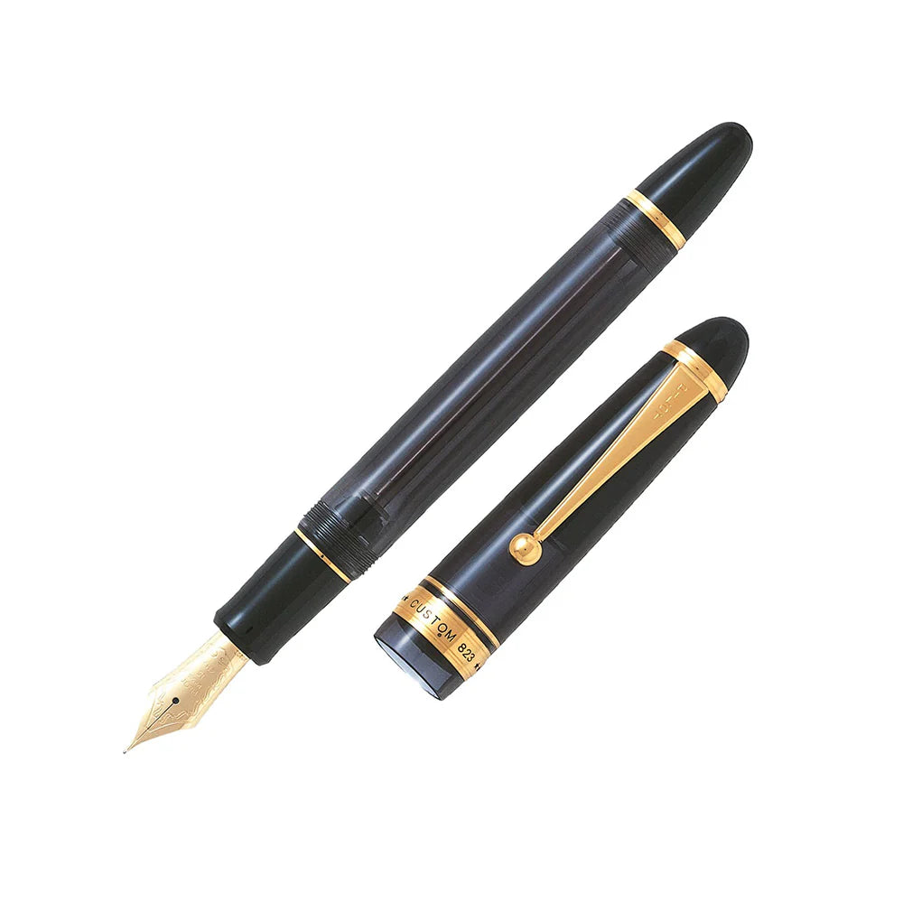 Pilot Custom 823 Transparent Black GT Fountain Pen – 14K Gold Nib - Vacuum Filling Demonstrator Pen