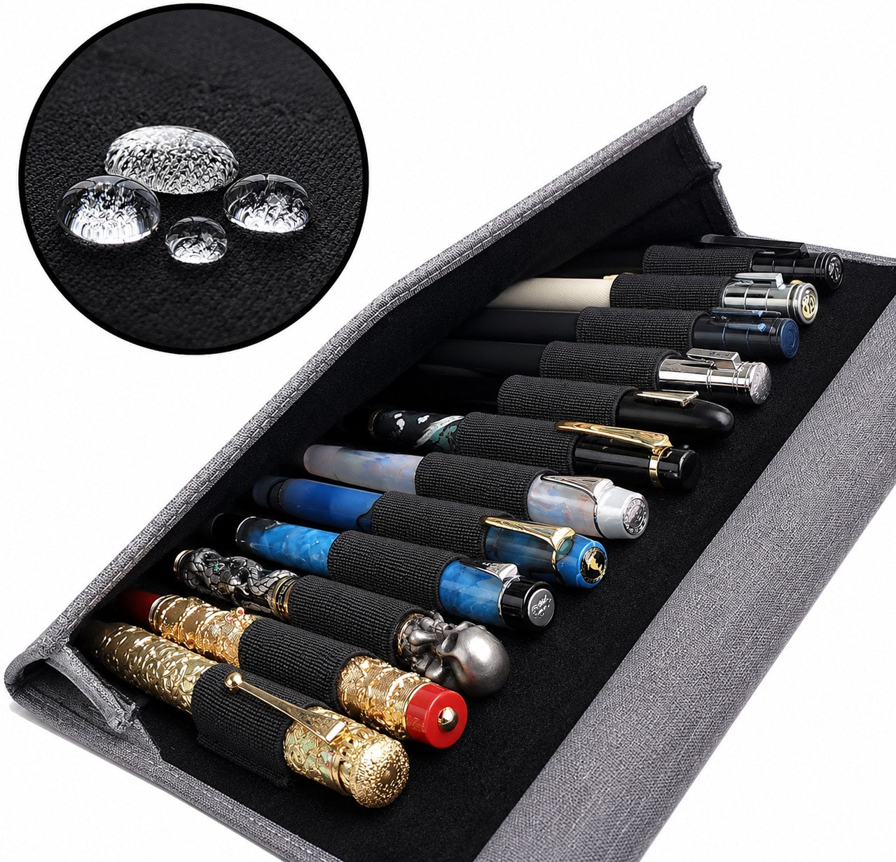 Fountain Pen Case – 12 Slot Fabric Pen Organizer with Magnetic Closure for Fountain Pen Storage & Travel