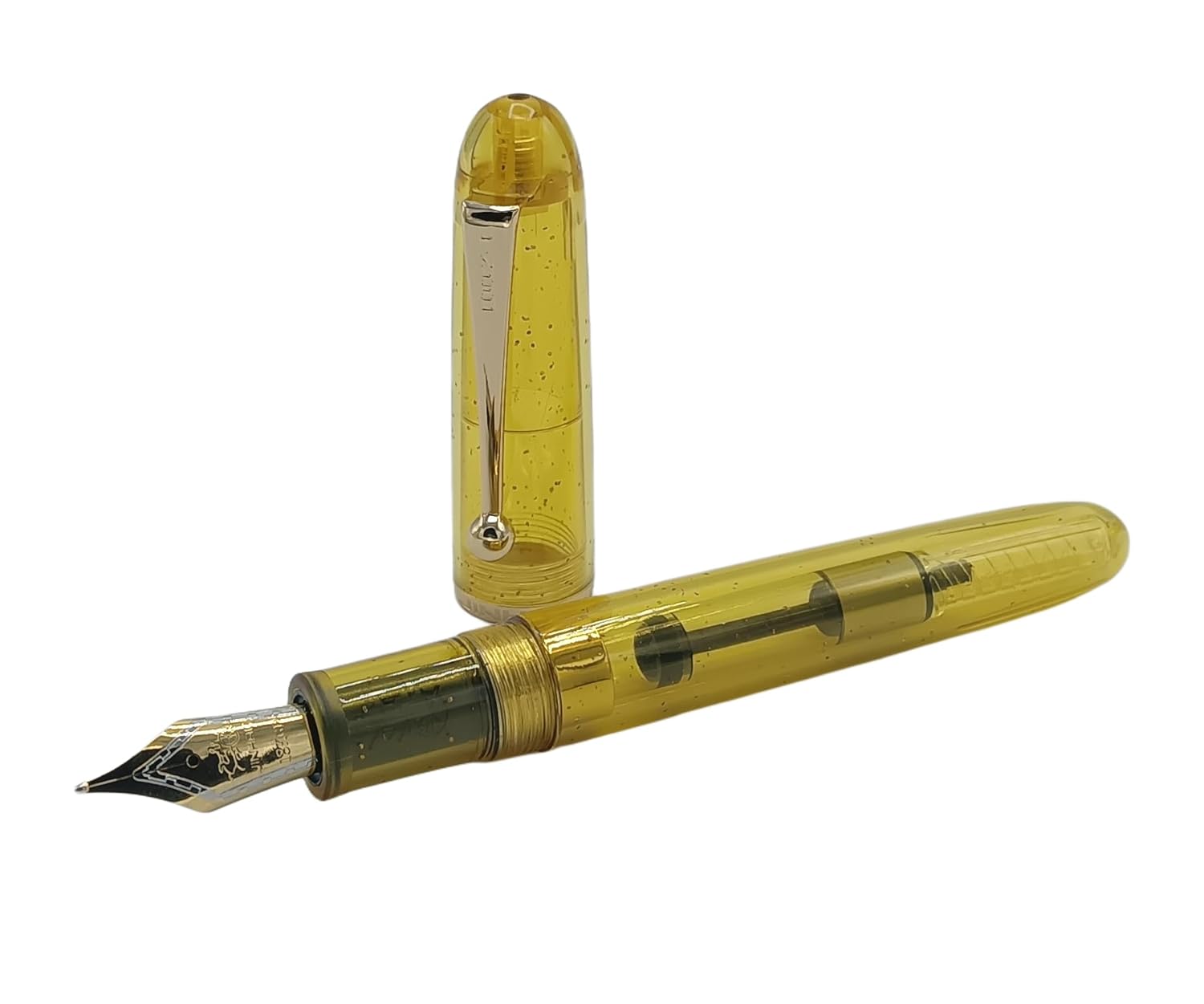 Jinhao 9013 Dadao Series Fountain Pen – Medium Nib, Transparent Yellow Acrylic Barrel with Gold Clip