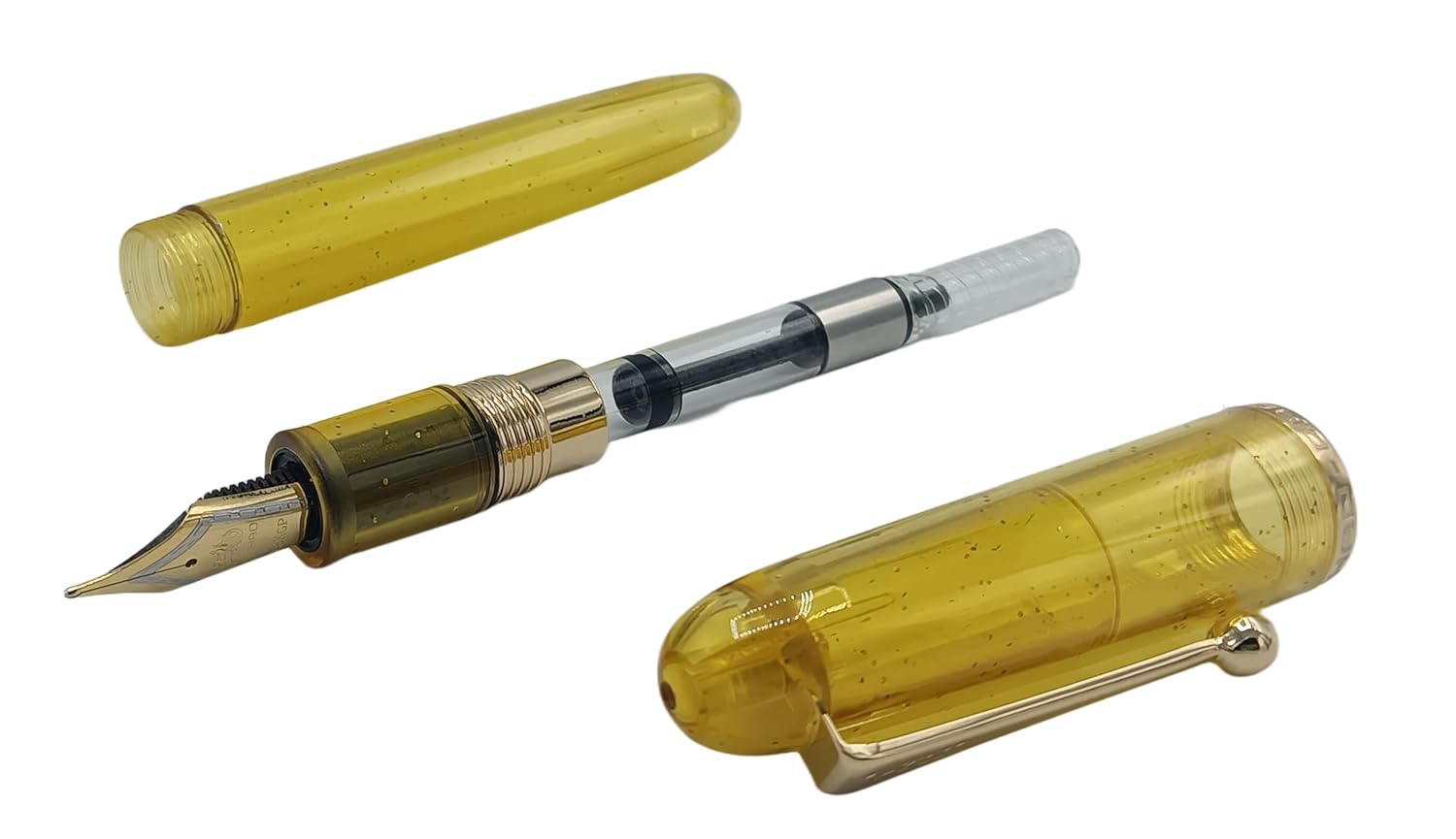 Jinhao 9013 Dadao Series Fountain Pen – Medium Nib, Transparent Yellow Acrylic Barrel with Gold Clip