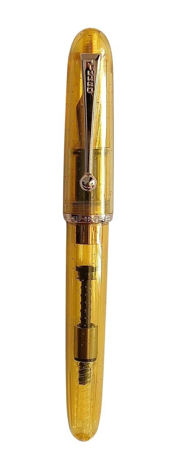 Jinhao 9013 Dadao Series Fountain Pen – Medium Nib, Transparent Yellow Acrylic Barrel with Gold Clip