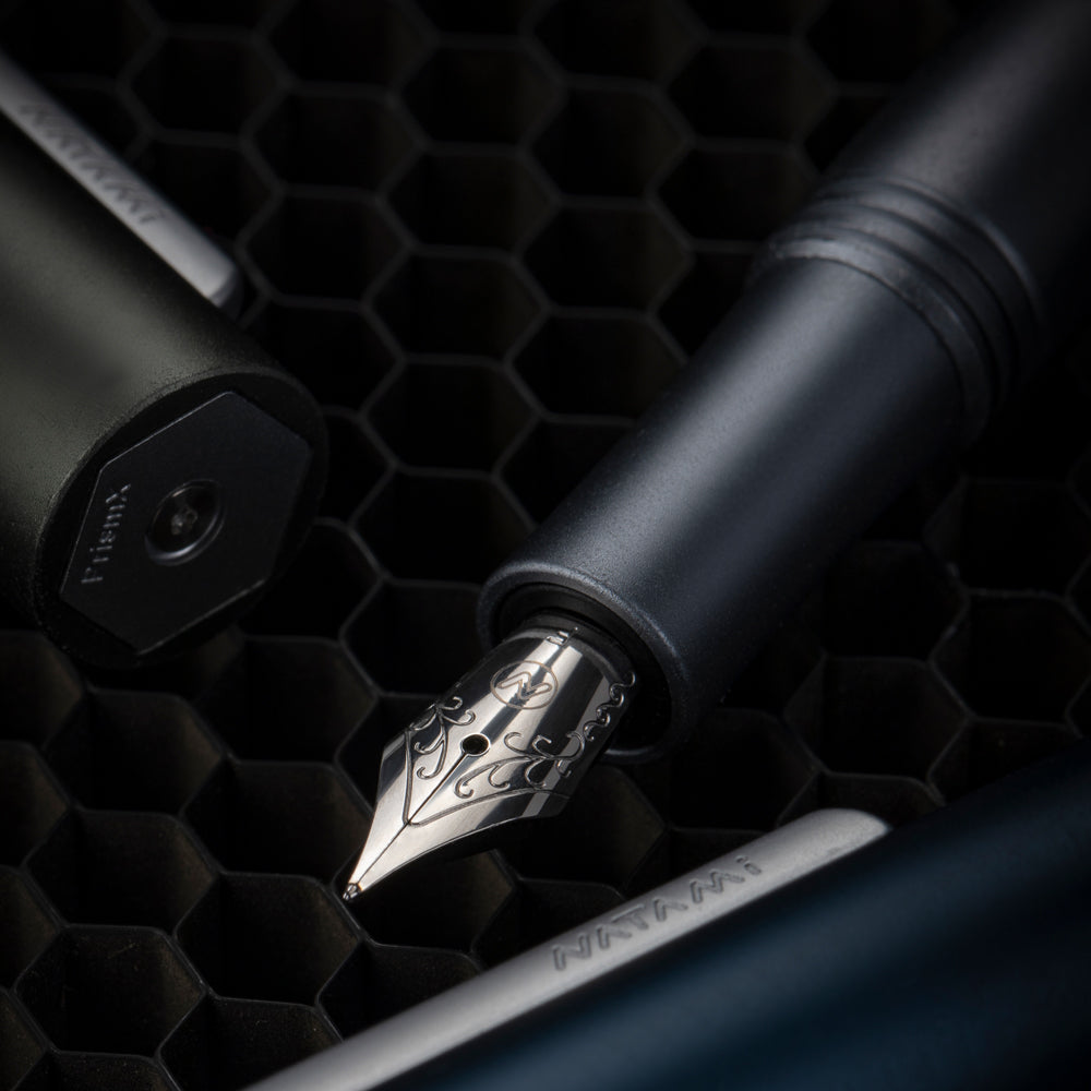 Natami PrismX Fountain Pen Fine Nib - Lightweight Aluminum Pocket EDC with Rotary Filler.
