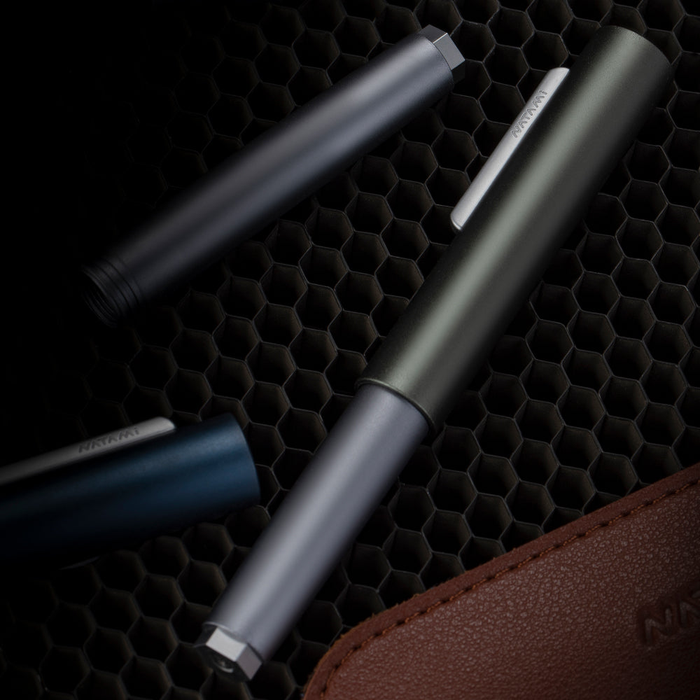 Natami PrismX Fountain Pen Fine Nib - Lightweight Aluminum Pocket EDC with Rotary Filler.