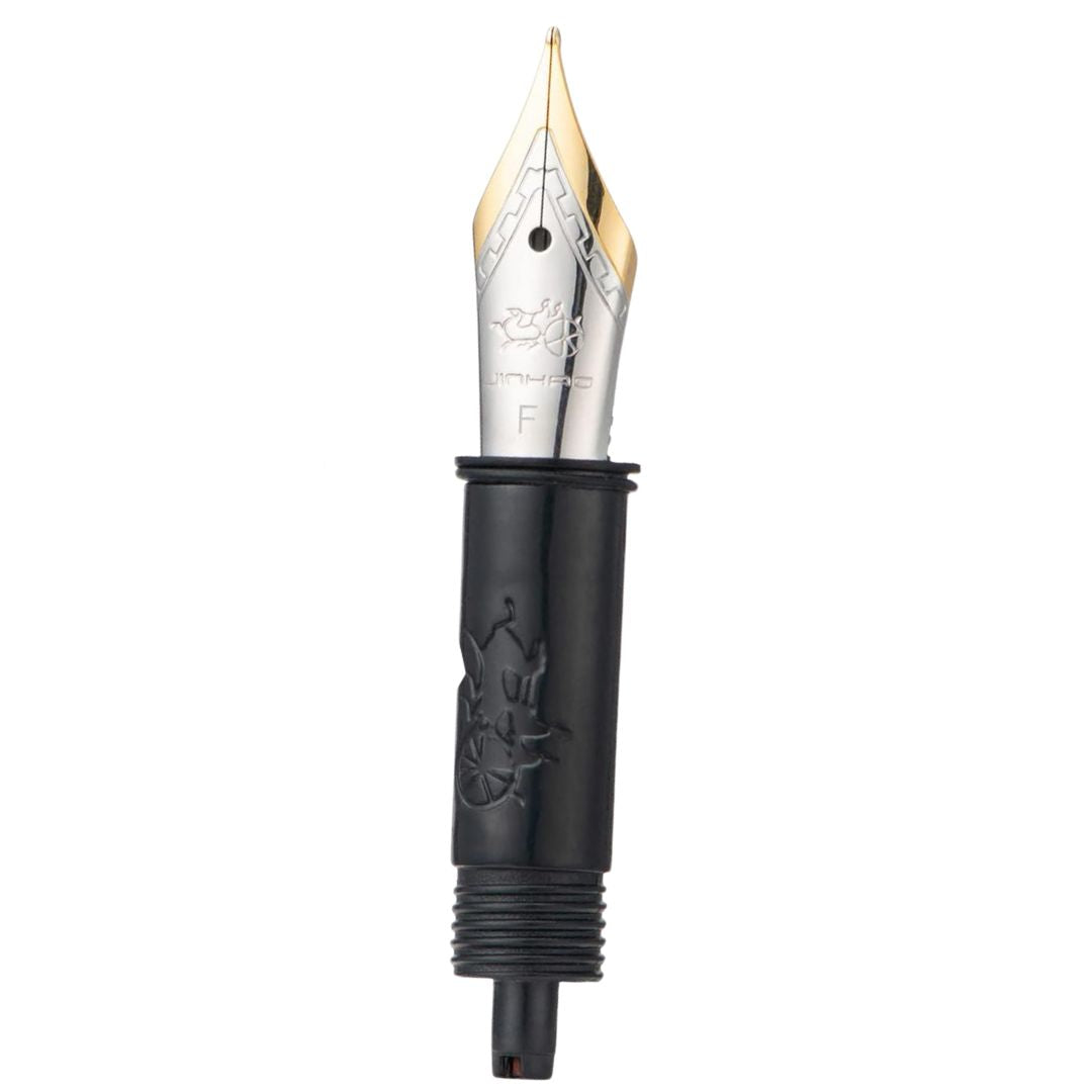 Jinhao 82 Fountain Pen Nib – Silver with Gold Trim (Pack Of 2)| Extra Fine, Fine, and Bent Calligraphy Nib Options