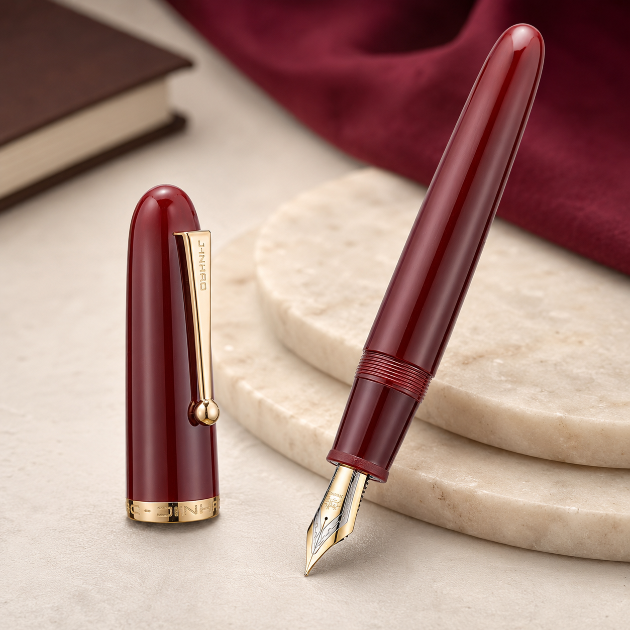 Jinhao 9019 Wine Red Fountain Pen – Oversized #8 Nib with Large-Capacity Ink Converter