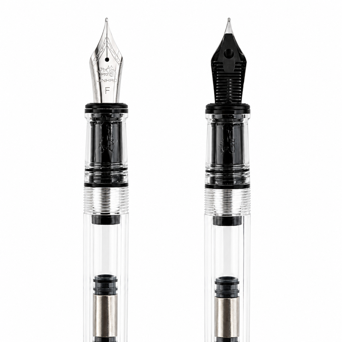 Jinhao 100 Transparent Fountain Pen with Fine Nib, Clear Demonstrator Writing Pen with Ink Converter