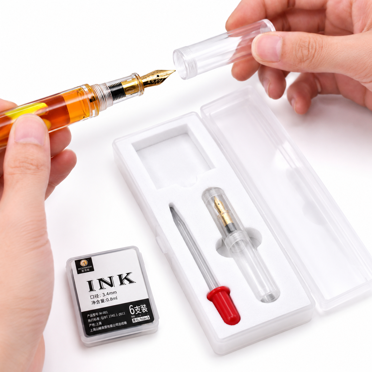 Moonman Wancai Mini Fountain Pen – Premium Strong Resin Body, Smooth Writing Nib, Compact Pocket Pen with Gift Set & Ink Cartridges