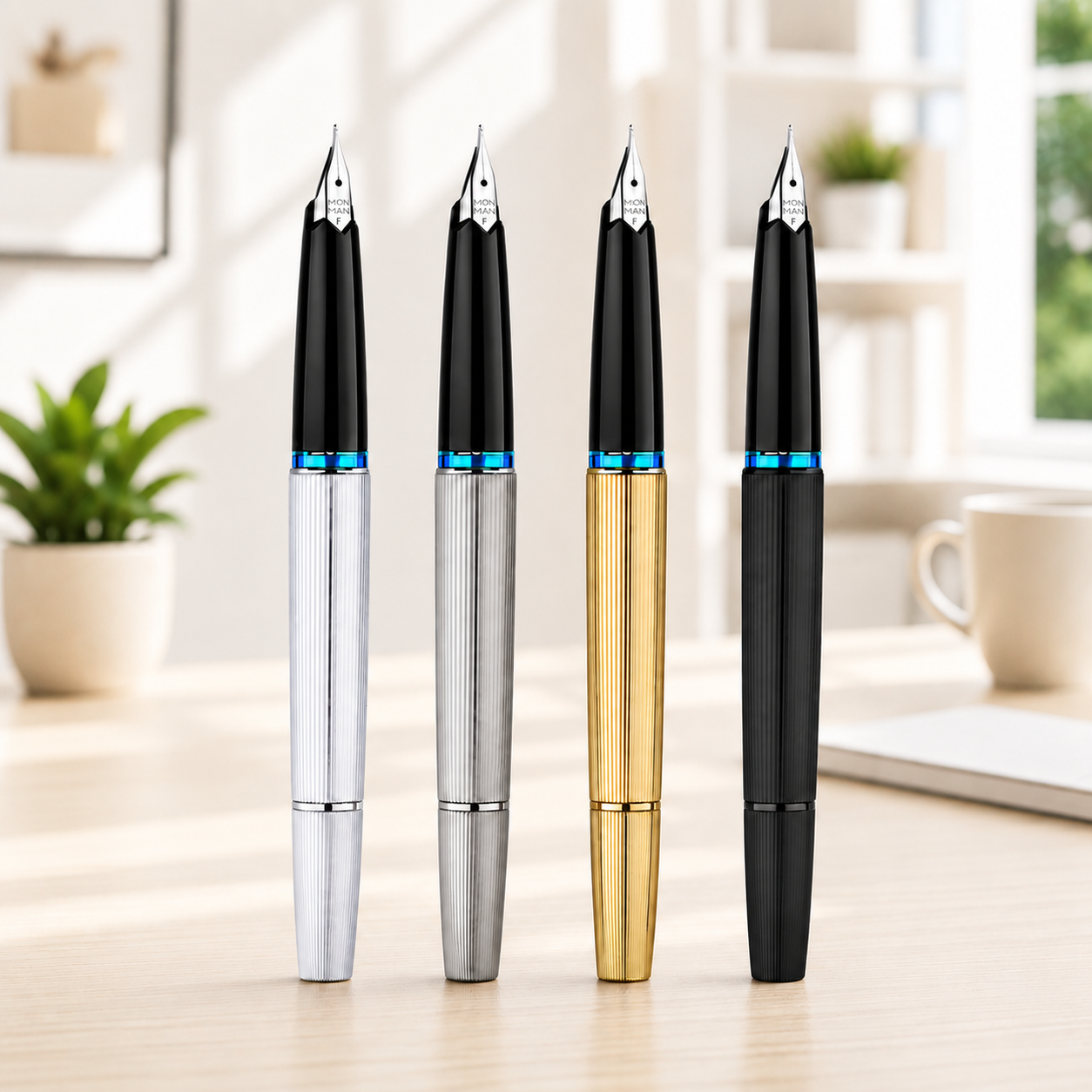 Moonman B32 Metal Piston Filler Fountain Pen with Butterfly-Etched Fine Nib