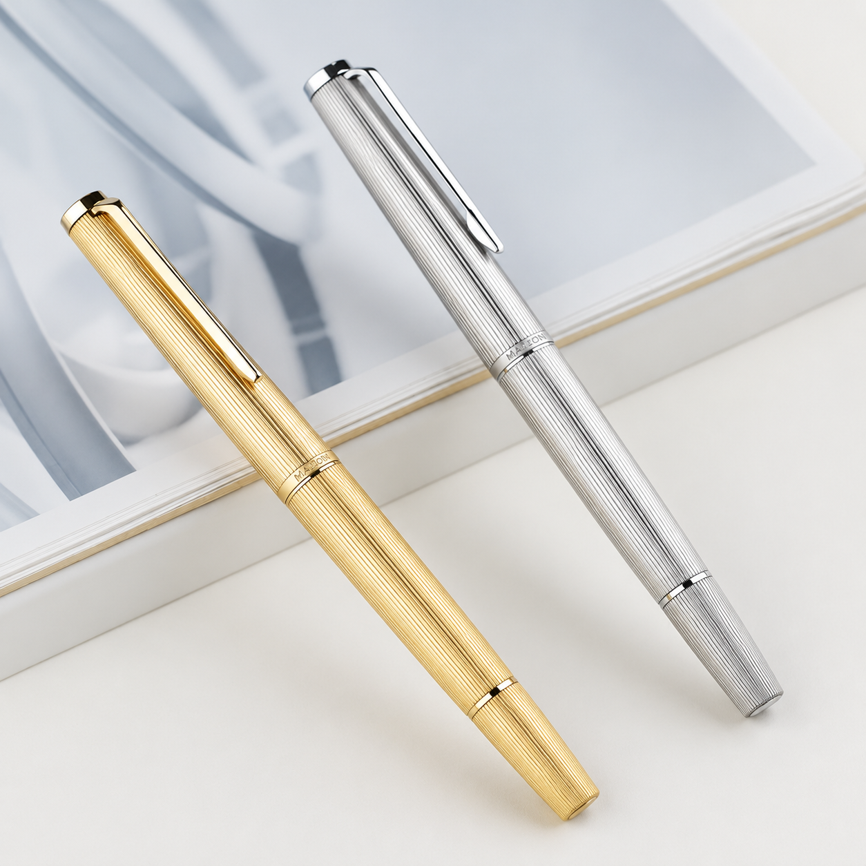 Moonman B32 Metal Piston Filler Fountain Pen with Butterfly-Etched Fine Nib
