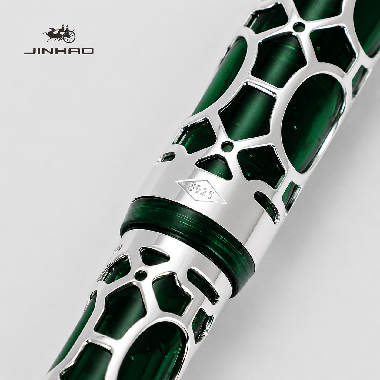 Jinhao 100 Sterling Silver Limited Edition Fountain Pen – S925 Skeleton Overlay | Fine Nib