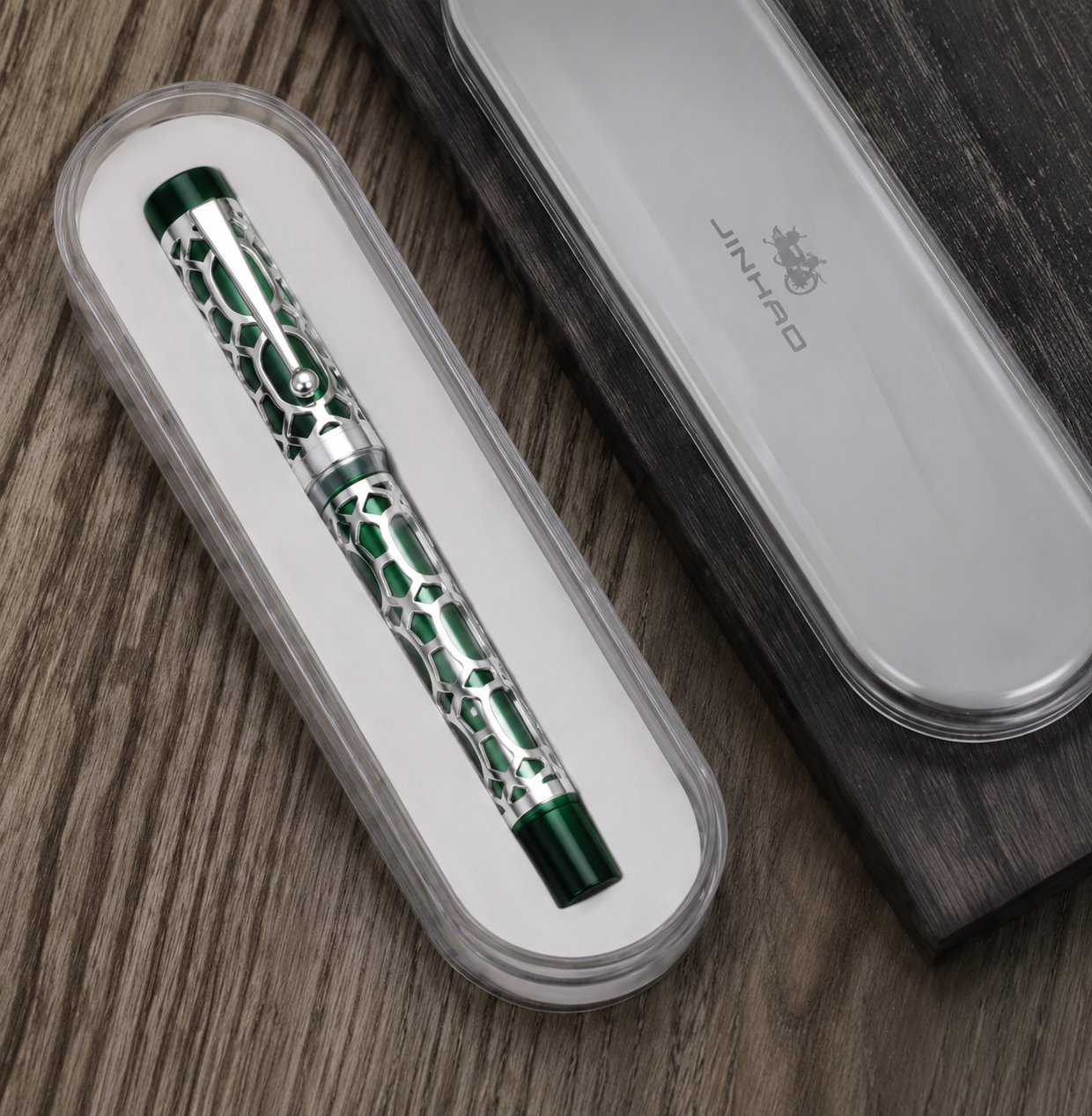 Jinhao 100 Sterling Silver Limited Edition Fountain Pen – S925 Skeleton Overlay | Fine Nib