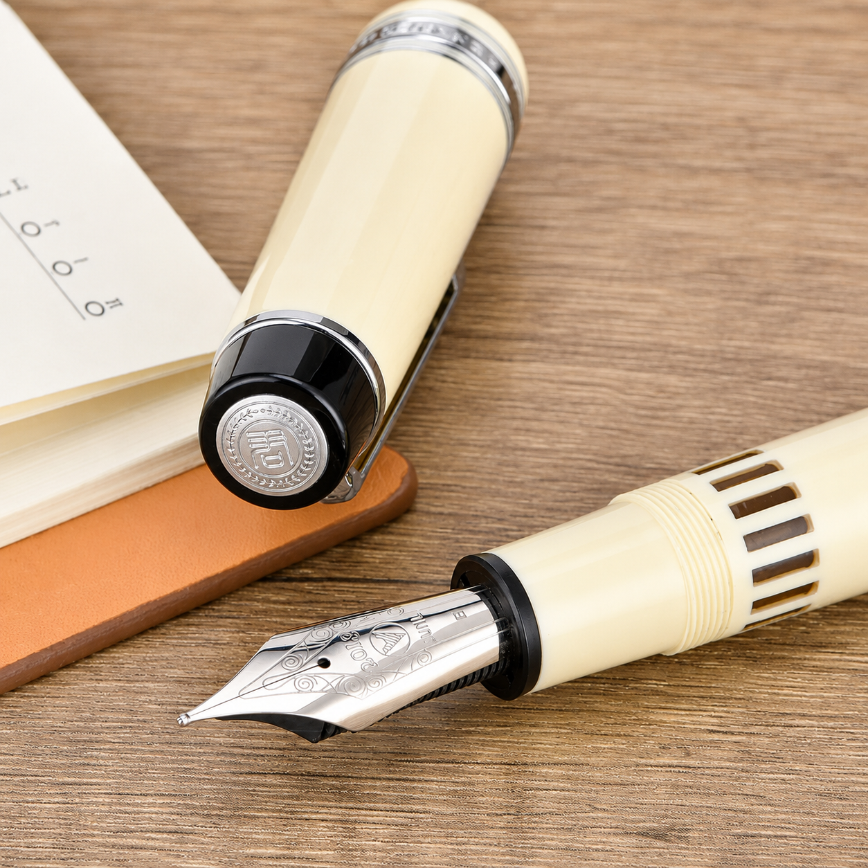 Wing Sung Junlai 930 Pope Limited Edition Fountain Pen – Ivory White Piston Filler with #9 Nib