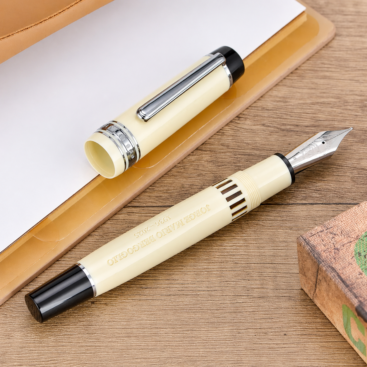 Wing Sung Junlai 930 Pope Limited Edition Fountain Pen – Ivory White Piston Filler with #9 Nib
