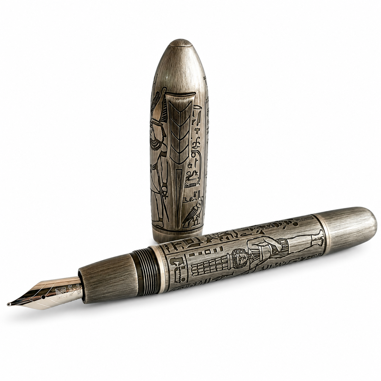 Fuliwen Egyptian Engraved Fountain Pen – Antique Metal Finish Medium Nib Writing Pen
