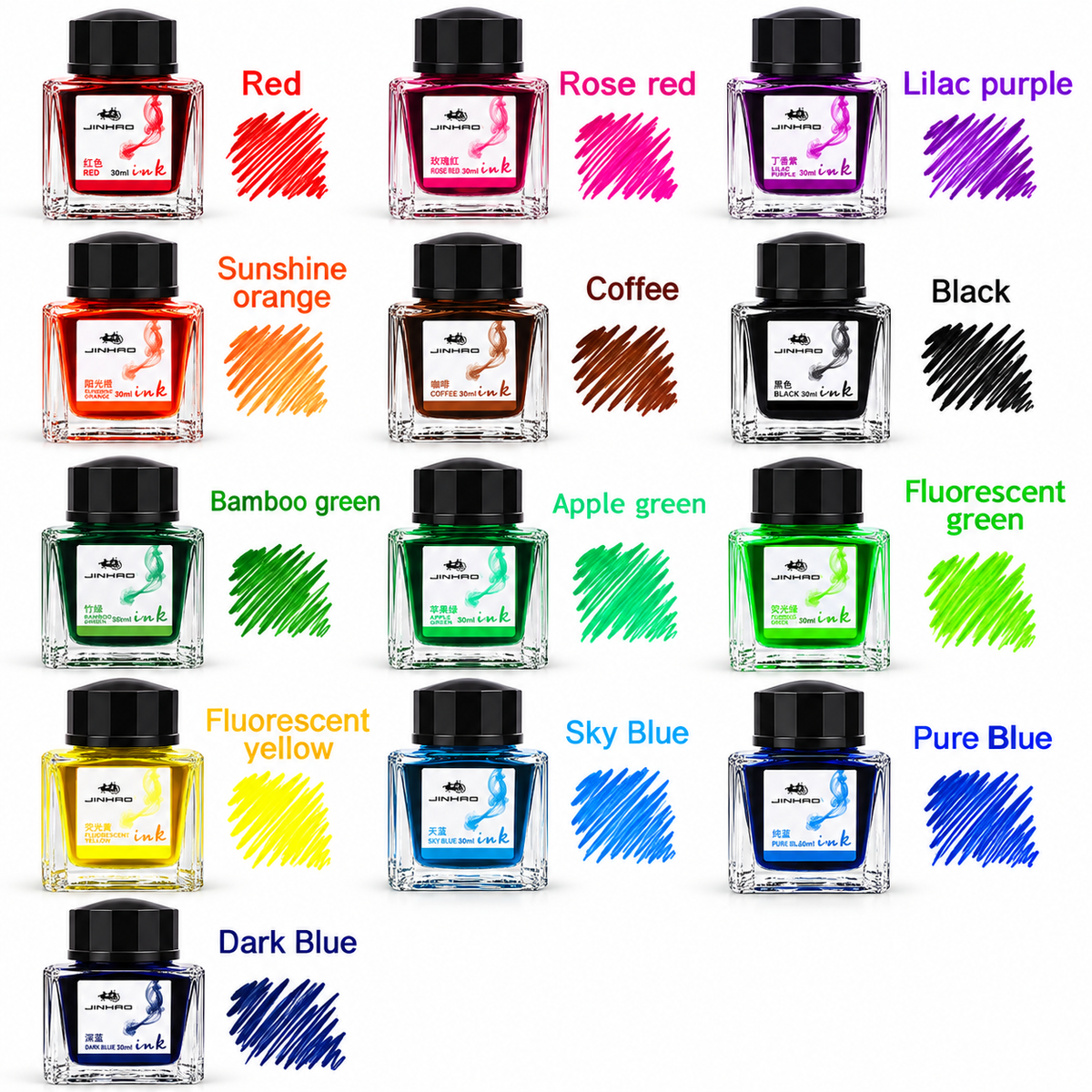 Jinhao 30ml Black Ink Bottle for Fountain Pens – Model 3001