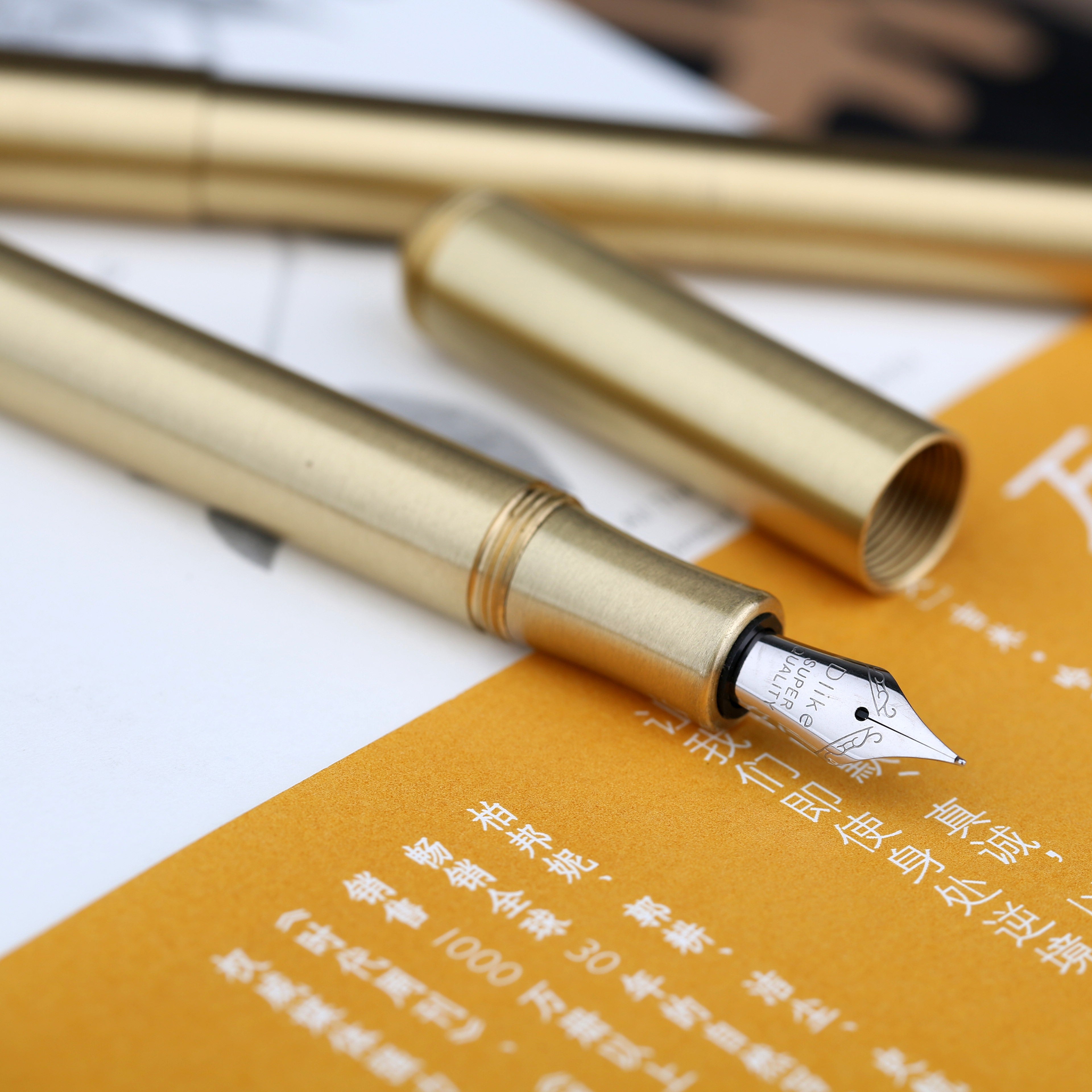 Delike Brass Fountain Pen  – Solid Brass Metal Body Luxury Writing Pen, Smooth Fine Point Signature Pen for Office, Journaling & Calligraphy