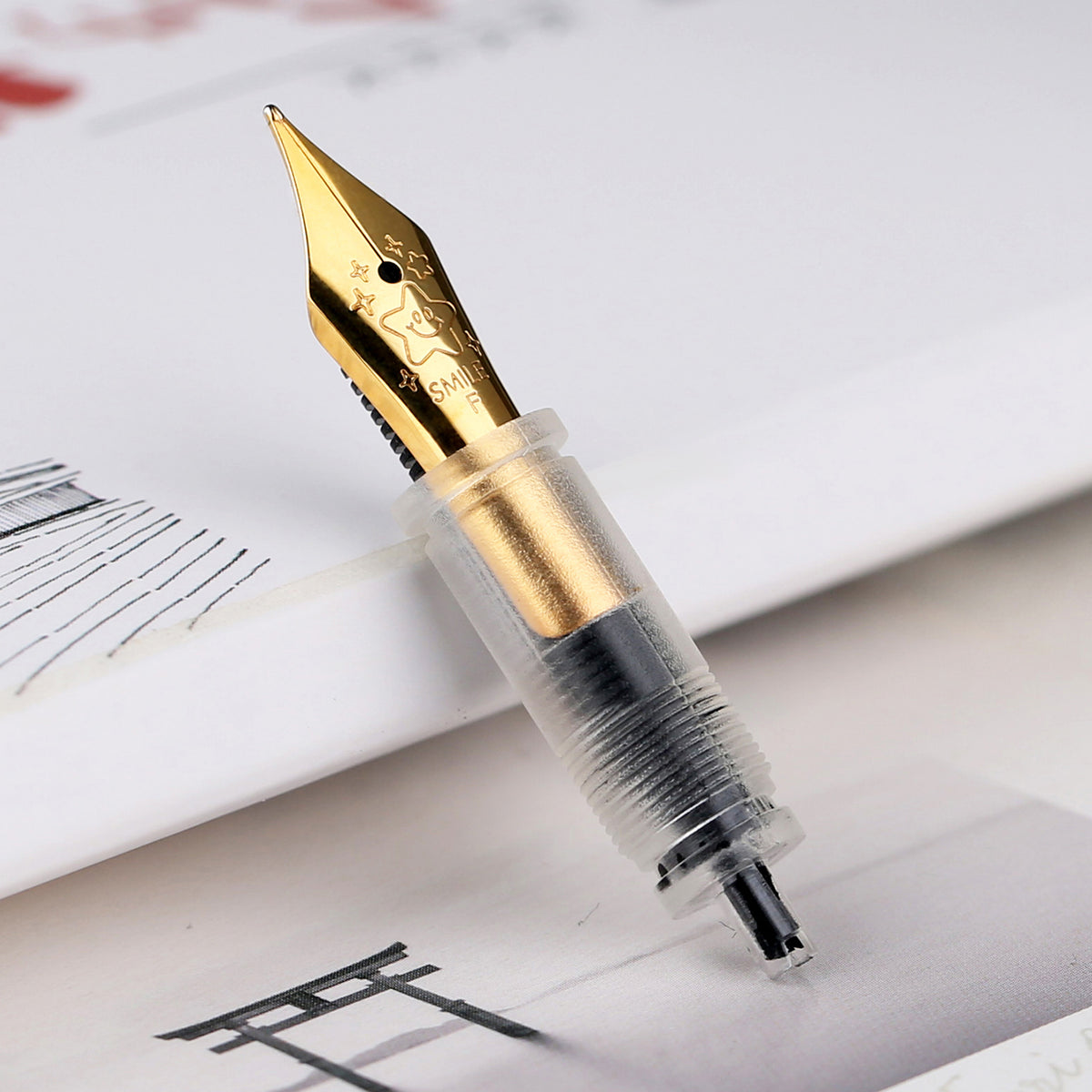 Moonman Wancai Smiley Replacement Nib Unit – Gold Smile Nib, Fine Nib
