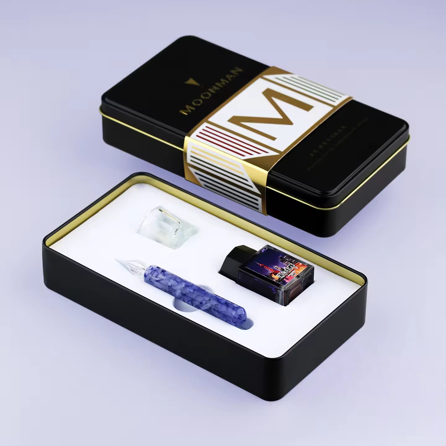 MAJOHN Purple Resin Dip Pen – Fine 0.5mm Glass Nib, Handmade Artistic Calligraphy Pen