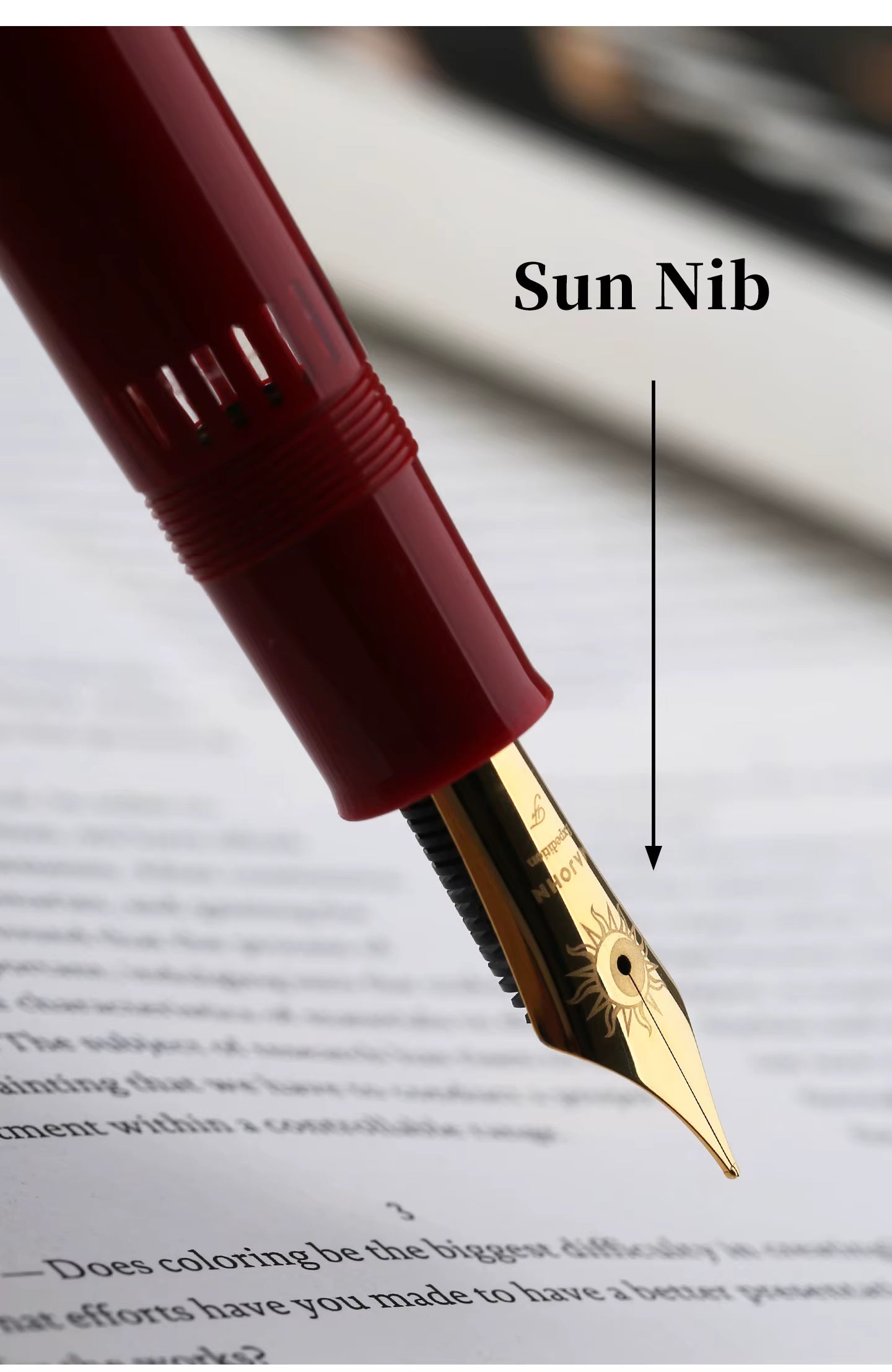 Moonman P141 Fountain Pen with Unique Sun Carved #8 Nib - Large Piston Filler, Fine Tip, Elegant Resin Body.