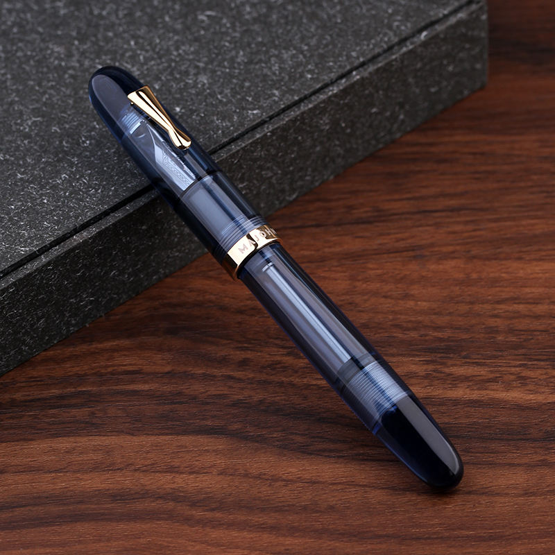 Moonman C4 Eyedropper Fountain Pen Extra Fine Nib, Transparent Acrylic Big Size Writing Pens for Office Business with Box (Extra Fine)