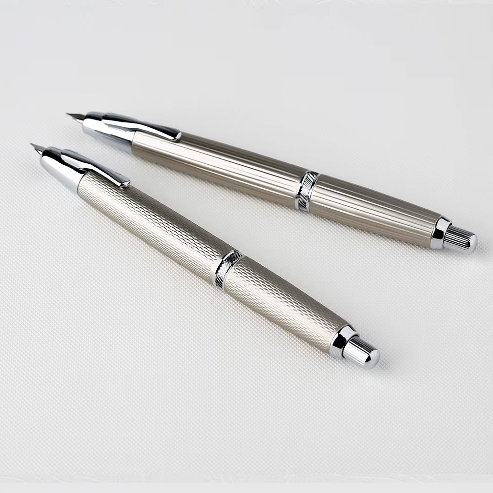 Moonman A1 Fountain Pen –  Striped Silver (Extra Fine Nib)