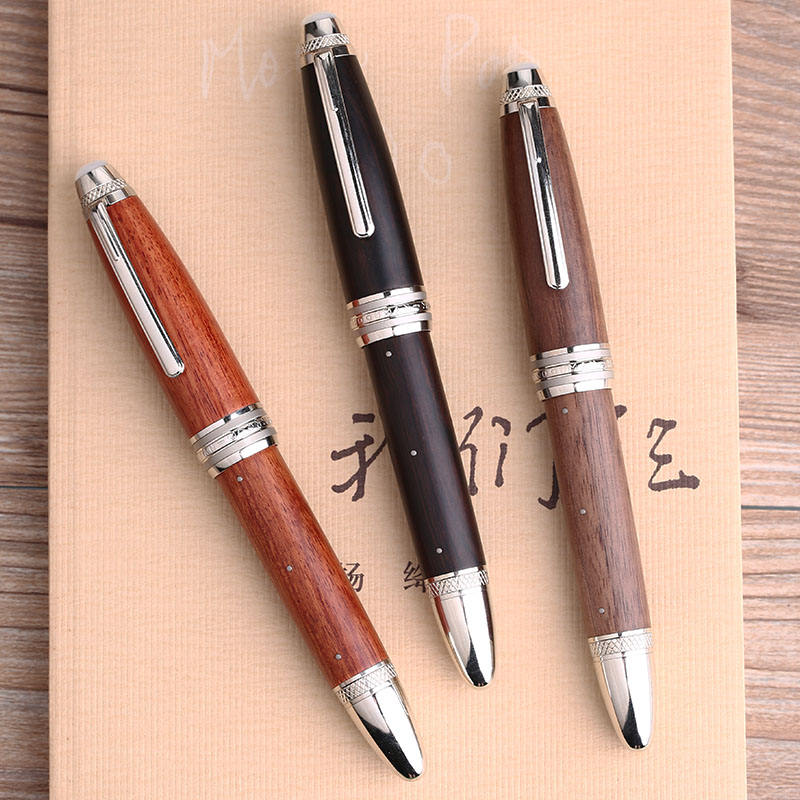 Moonman M1000 Handmade Walnut Wood Fountain Pen with Fine Bock Nib & Rivet Mother of Pearl Cap Top – Luxury Wooden Fountain Pen
