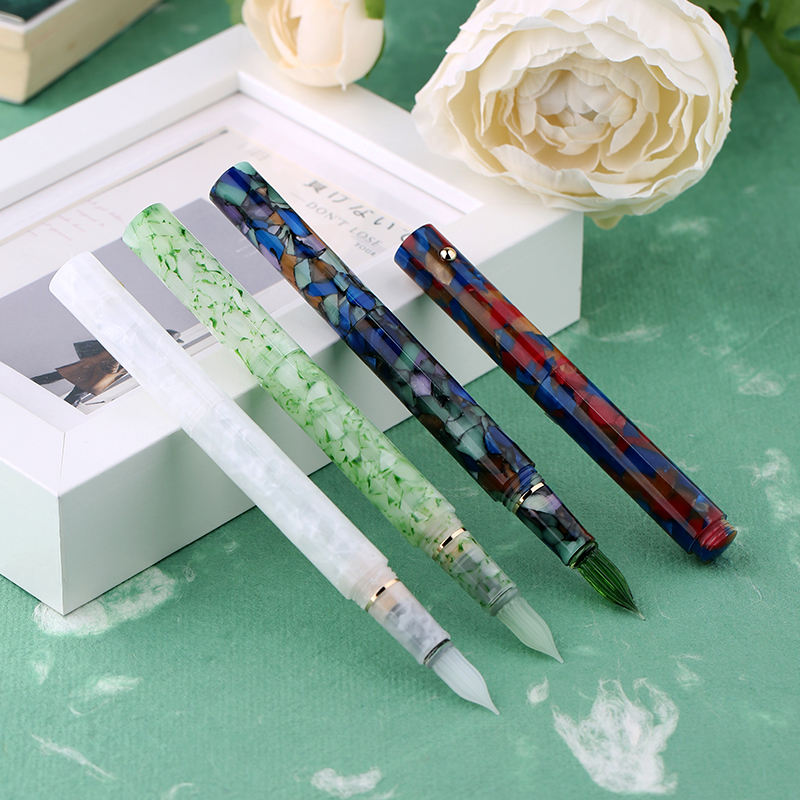 Moonman N8 Dual-Use Fountain & Glass Dip Pen – Jade Green Resin Body, Bent Nib, Compact Design