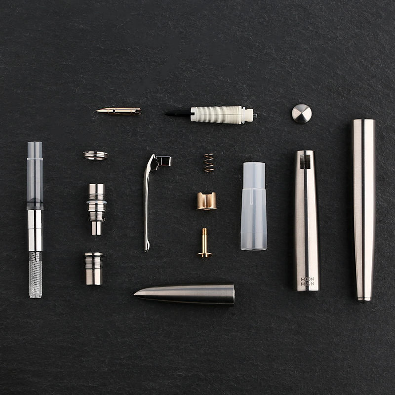 Moonman Ti200 Stainless Steel Fountain Pen - Fine Nib, Classic Smooth Writing Pen