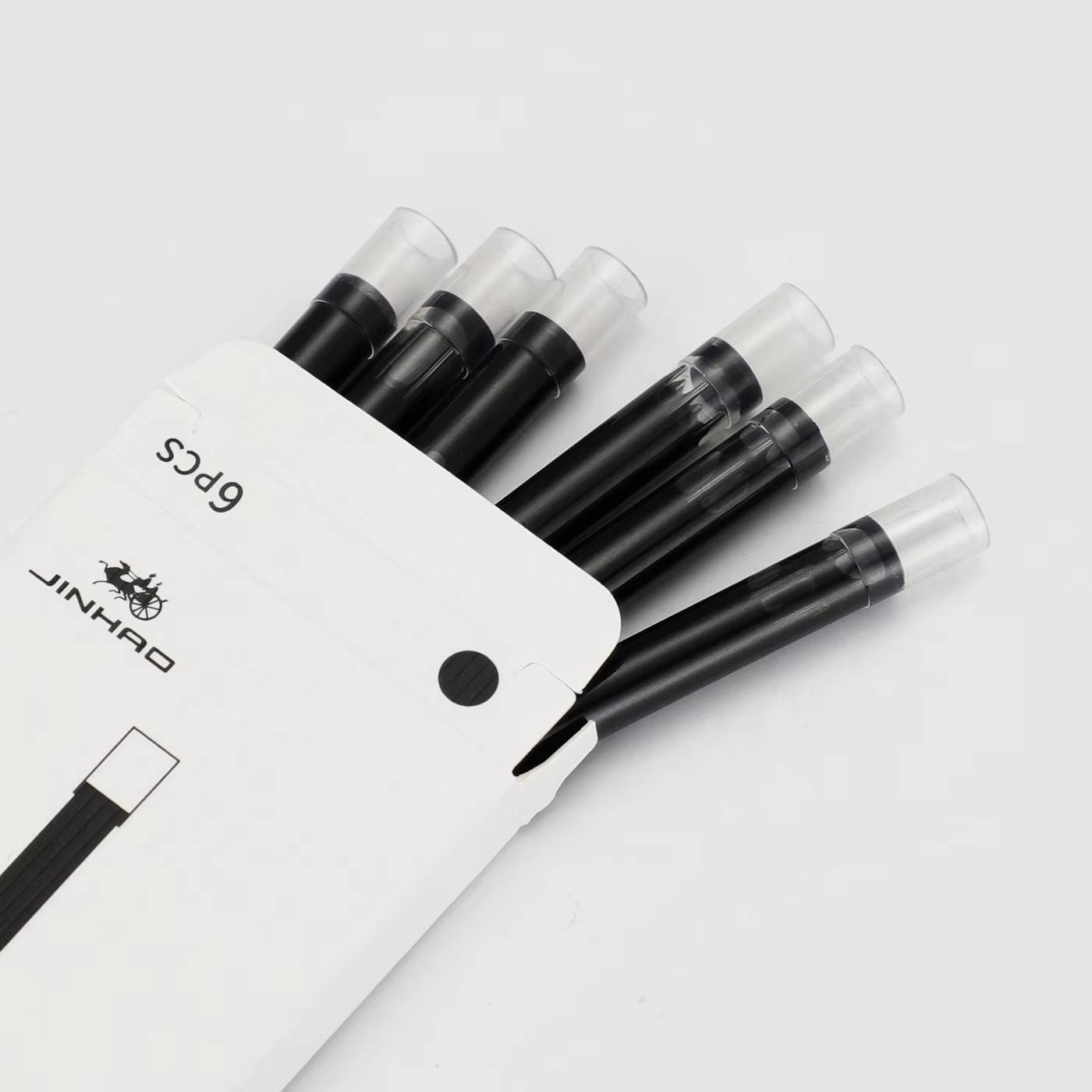 Jinhao 10 Fountain Pen Ink Cartridges – Set of 30 Black Ink Refills (5.5mm Bore) + 1 Pack Metal Protector Cap with Black Ink Cartridge