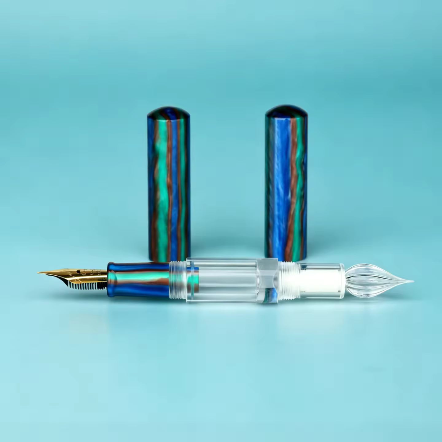 Moonman N15 Dual-Ended Fountain Pen with Flex Nib & Glass Dip Tip, Marbled Acrylic Resin Calligraphy Pen for Sketching, Journaling and Gifting
