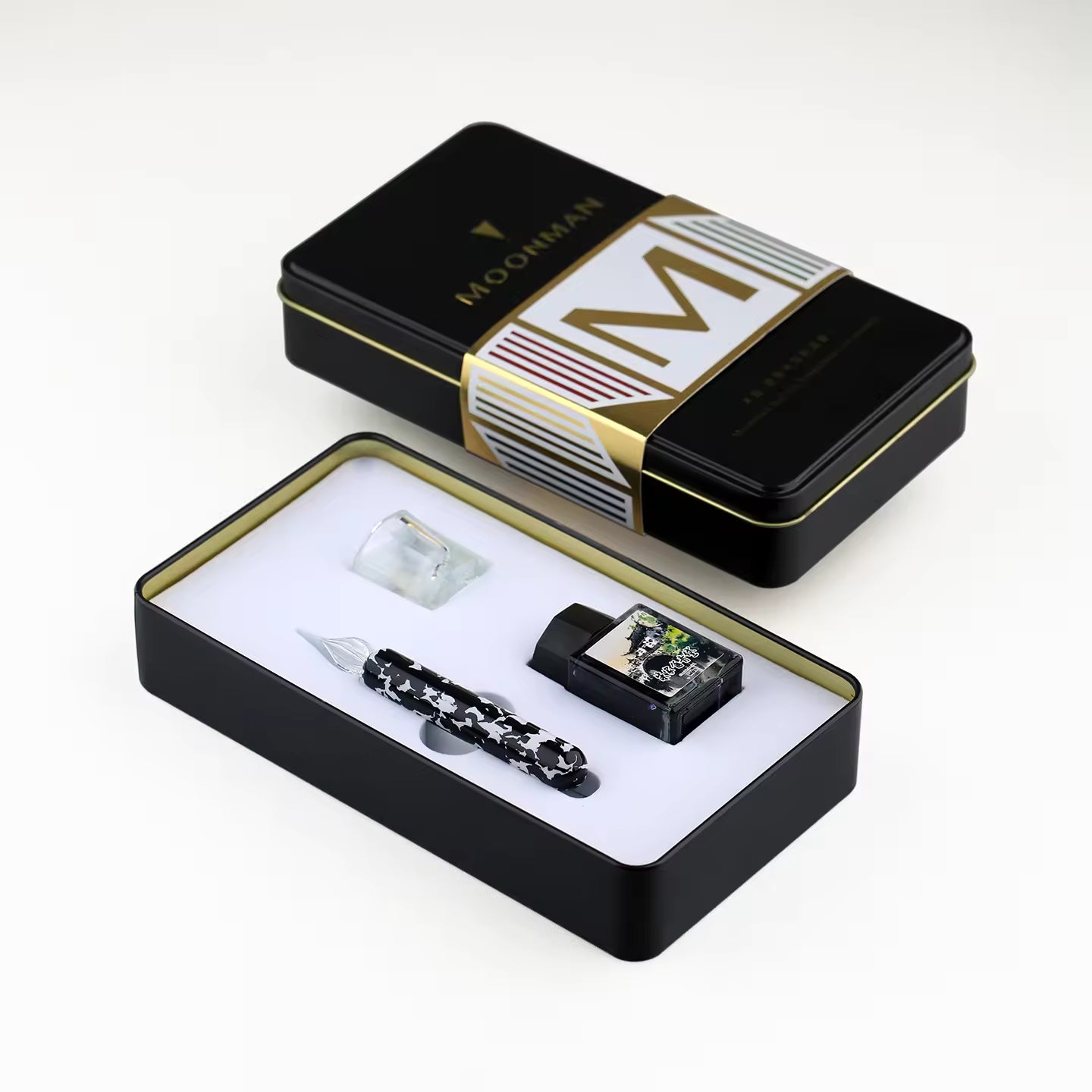MAJOHN Cow Printed Resin Dip Pen – Fine 0.5mm Glass Nib, Handmade Artistic Calligraphy Pen