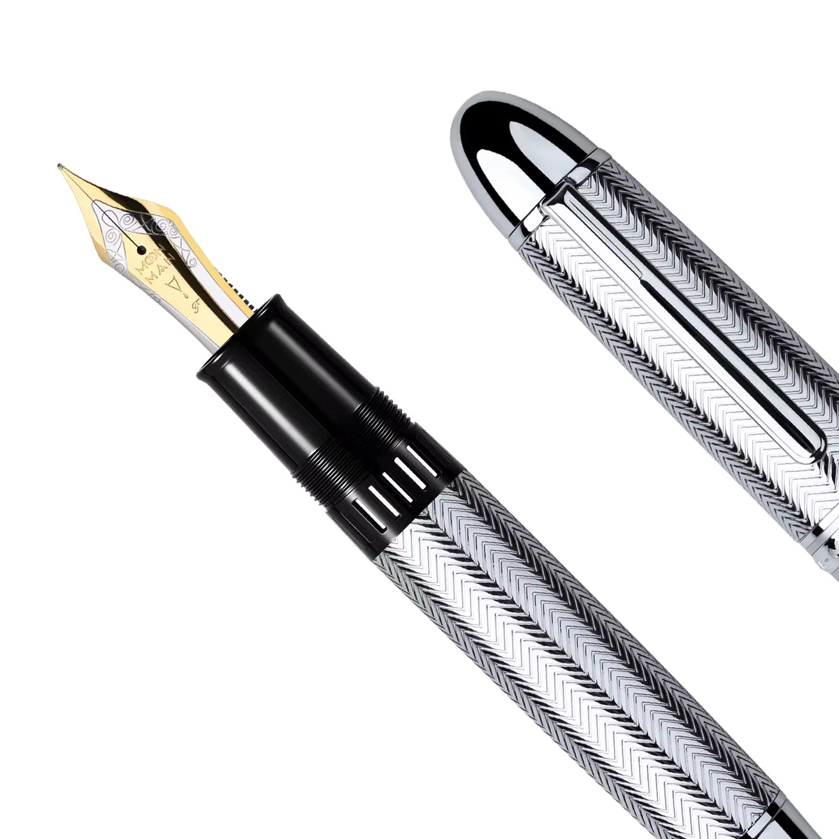Moonman P141 Silver Brass Piston Fountain Pen with #8 Fine Nib, Ink Window – Luxury Business Pen