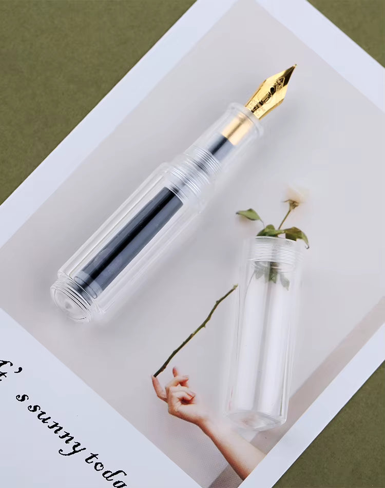 Moonman Wancai Mini Fountain Pen – Clear Acrylic Pocket Pen, Extra Fine & Fine Iridium Nib, Eyedropper Filling System