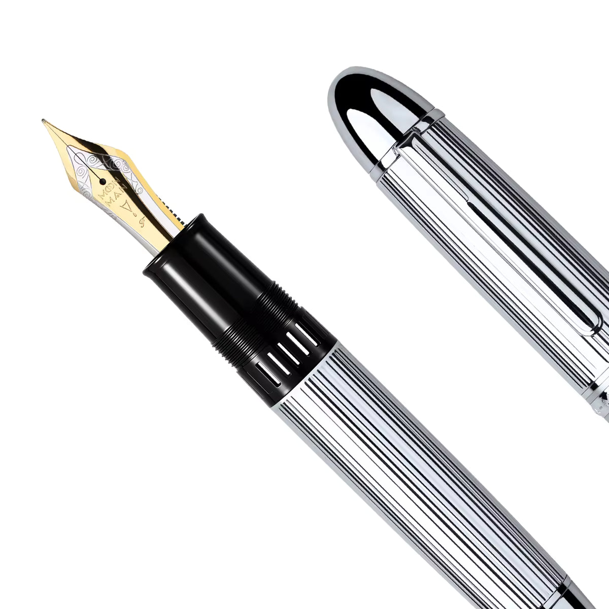 Moonman P141 Silver Brass Piston Fountain Pen with #8 Fine Nib, Ink Window – Luxury Business Pen