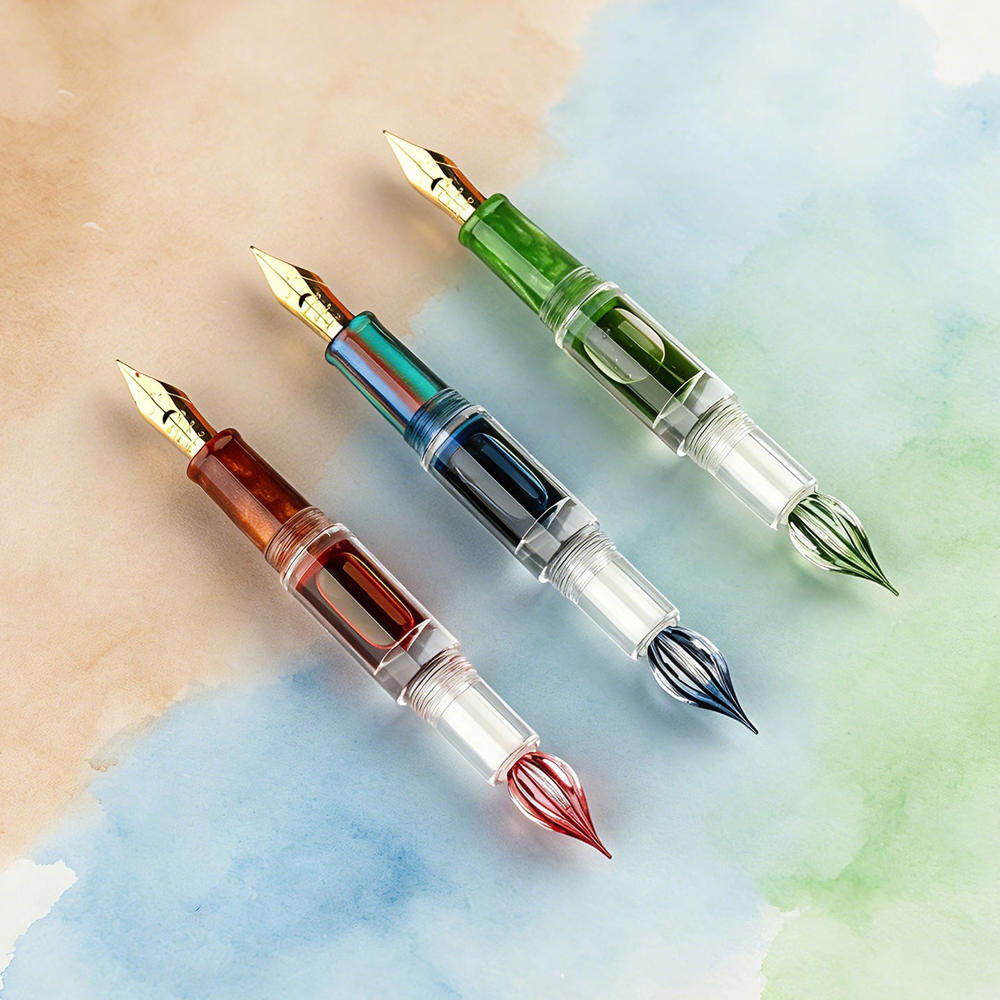 Moonman N15 Dual-Ended Fountain Pen with Flex Nib & Glass Dip Tip, Marbled Acrylic Resin Calligraphy Pen for Sketching, Journaling and Gifting