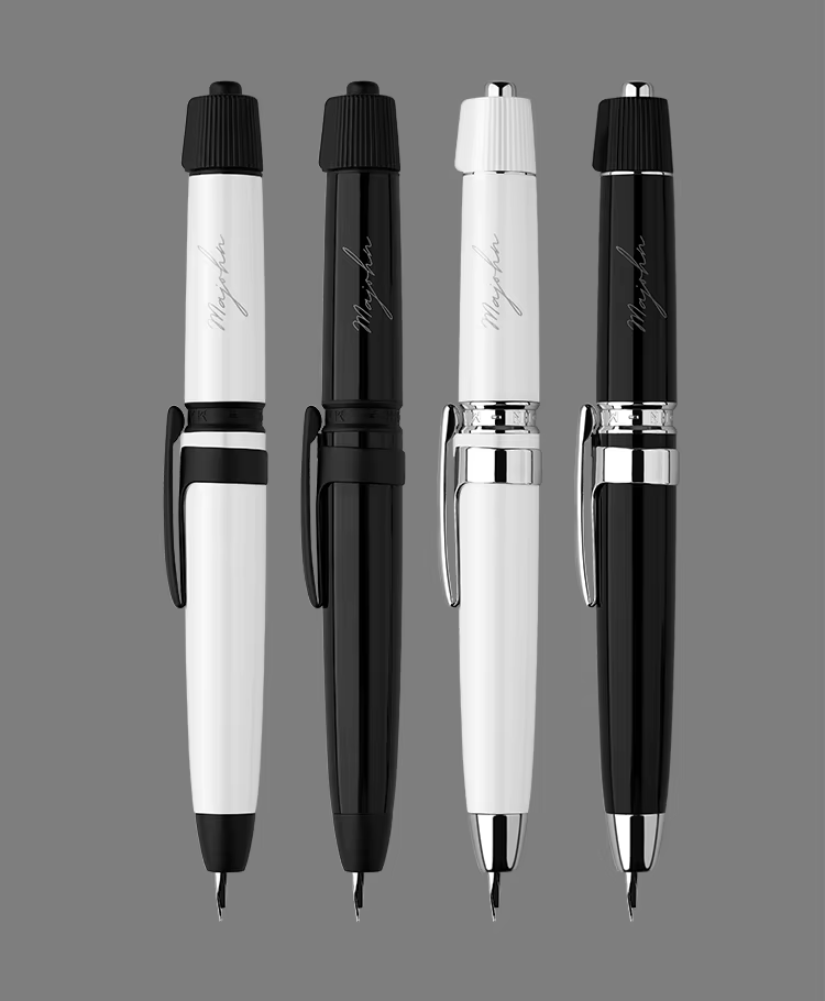 Moonman A3 Retractable Fountain Pen Extra Fine Nib With Box, White Ink Pen With Converter Writing Set (Silver Clip Version)