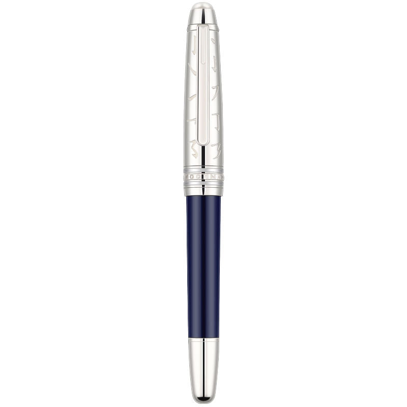 Moonman P135-115x Antique Metal Fountain Pen (Blue) with Fine Nib & 20ml Black Ink Bottle – Elegant Collectible Writing Set