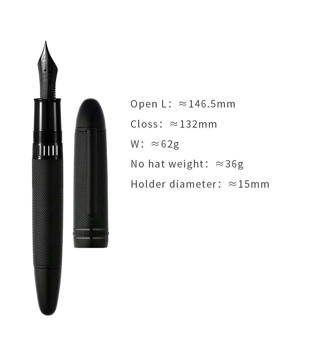 Moonman P141 Black Brass Carved Fountain Pen with #8 Fine Nib, Ink Window – Luxury Business Pen
