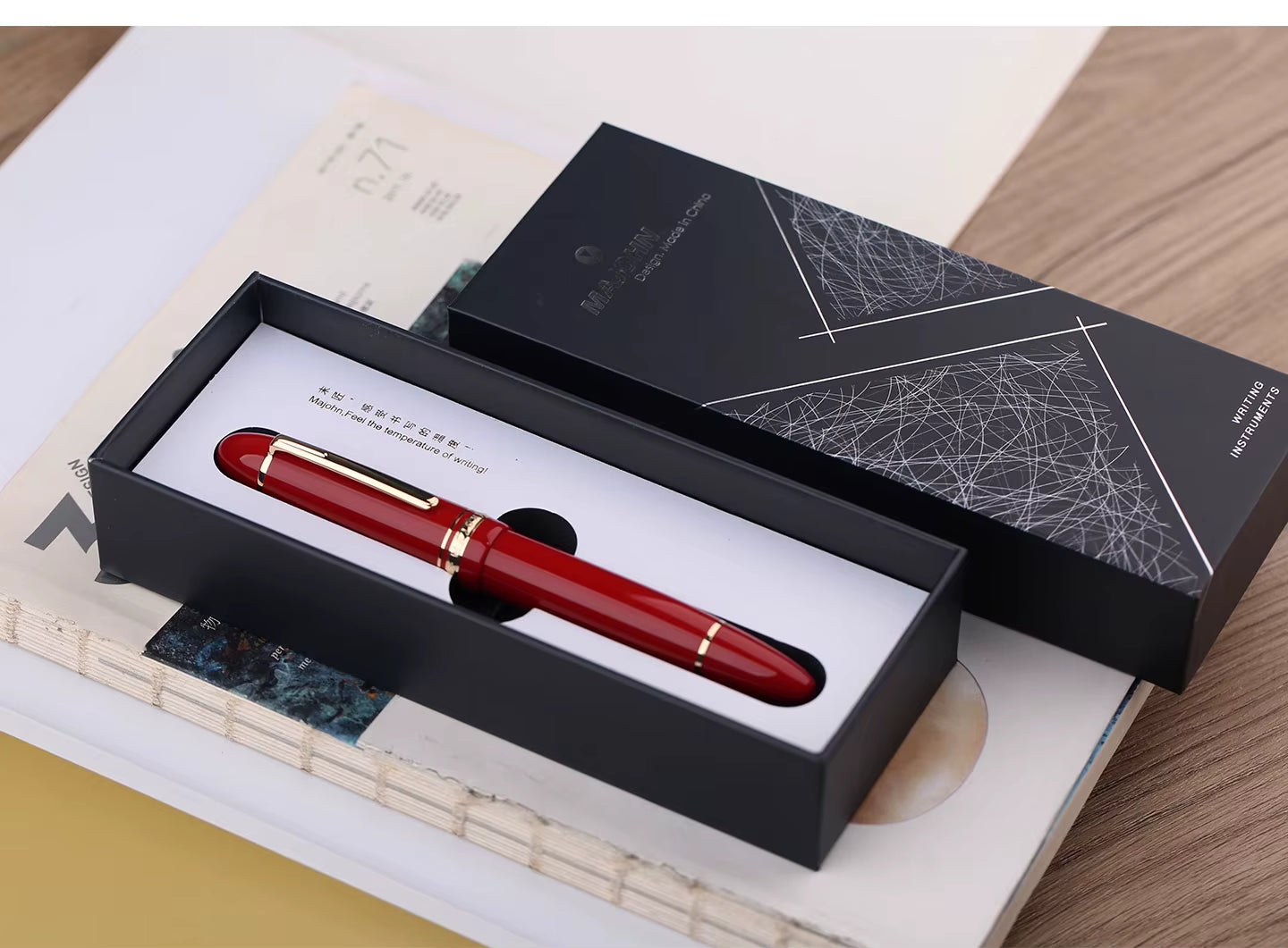 Moonman P141 Fountain Pen with Unique Sun Carved #8 Nib - Large Piston Filler, Fine Tip, Elegant Resin Body.