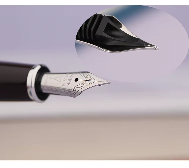Moonman P135-115x Antique Metal Fountain Pen (Blue) with Fine Nib & 20ml Black Ink Bottle – Elegant Collectible Writing Set